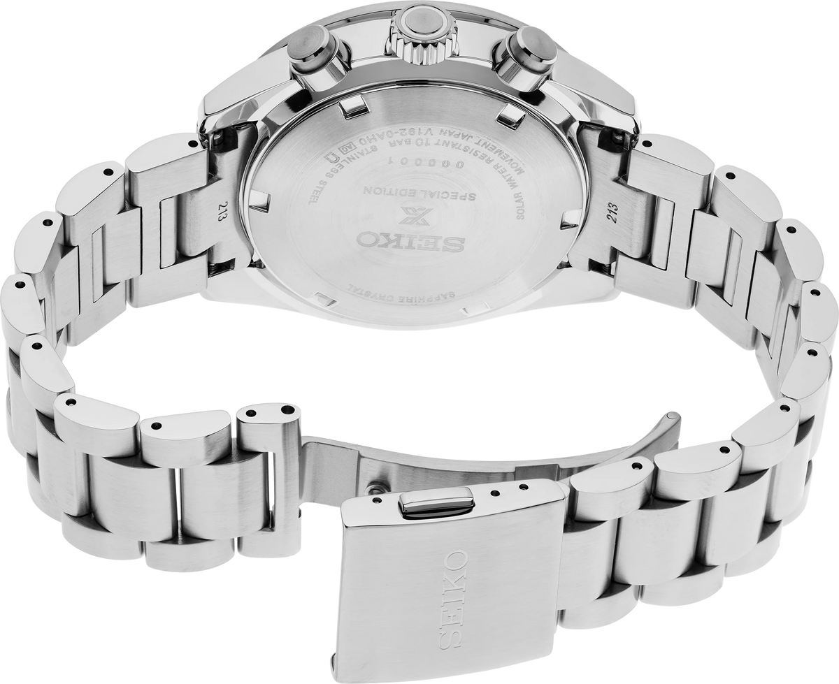 Seiko Prospex Speedtimer Solar Chronograph Yellow Dial Silver Steel Strap Watch for Men - SSC929
