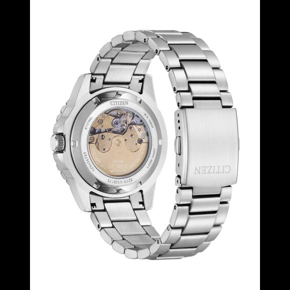 Citizen Mechanical Automatic Turquoise Dial Silver Steel Strap Watch for Men - NJ0170-83X