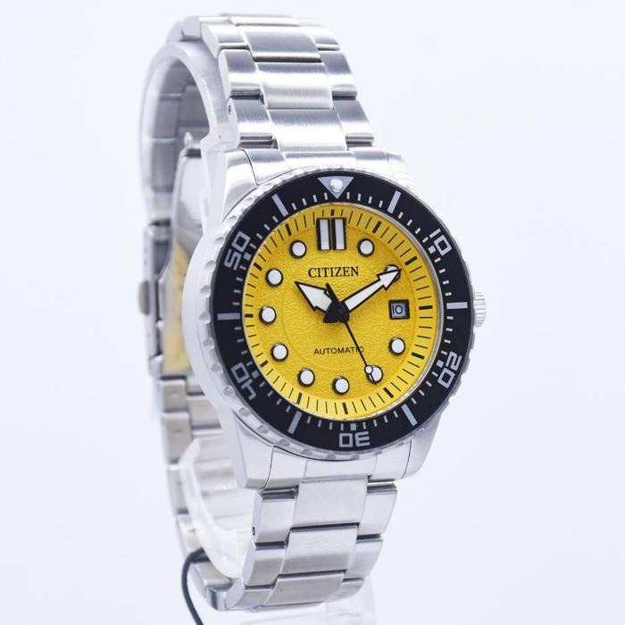 Citizen Mechanical Automatic Yellow Dial Silver Steel Strap Watch for Men - NJ0170-83Z