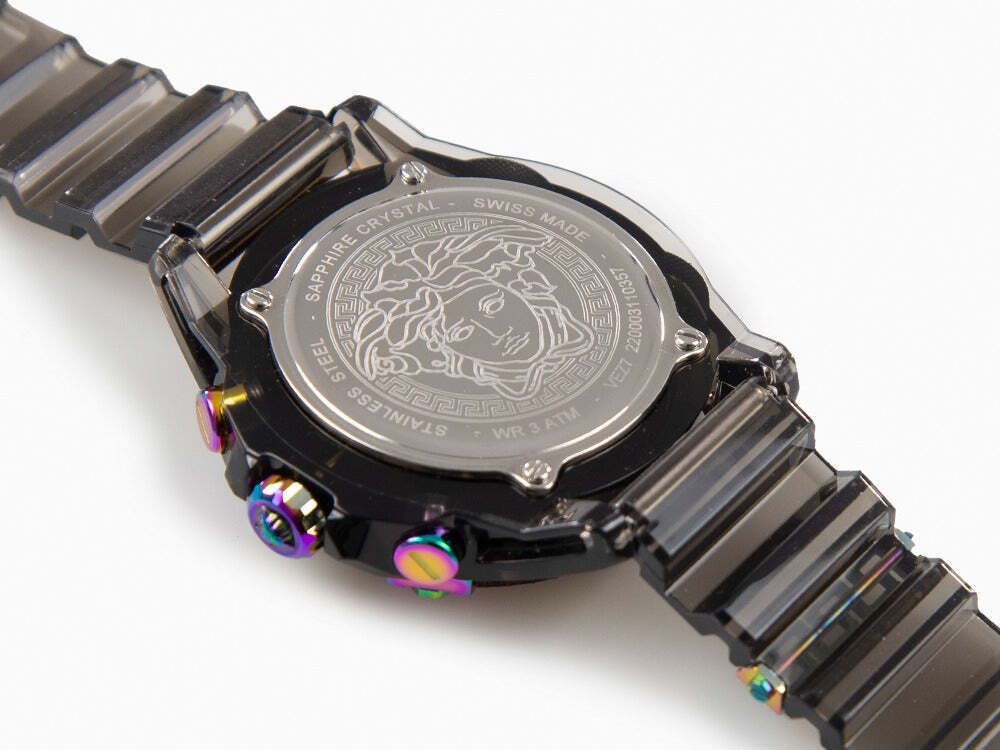 Versace Icon Active Chronograph Black Dial Grey Silicone Strap Watch for Men - VEZ701022