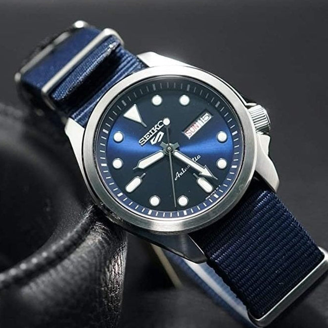Seiko 5 Sports Automatic Blue Dial Blue Nylon Strap Watch for Men - SRPE63K1