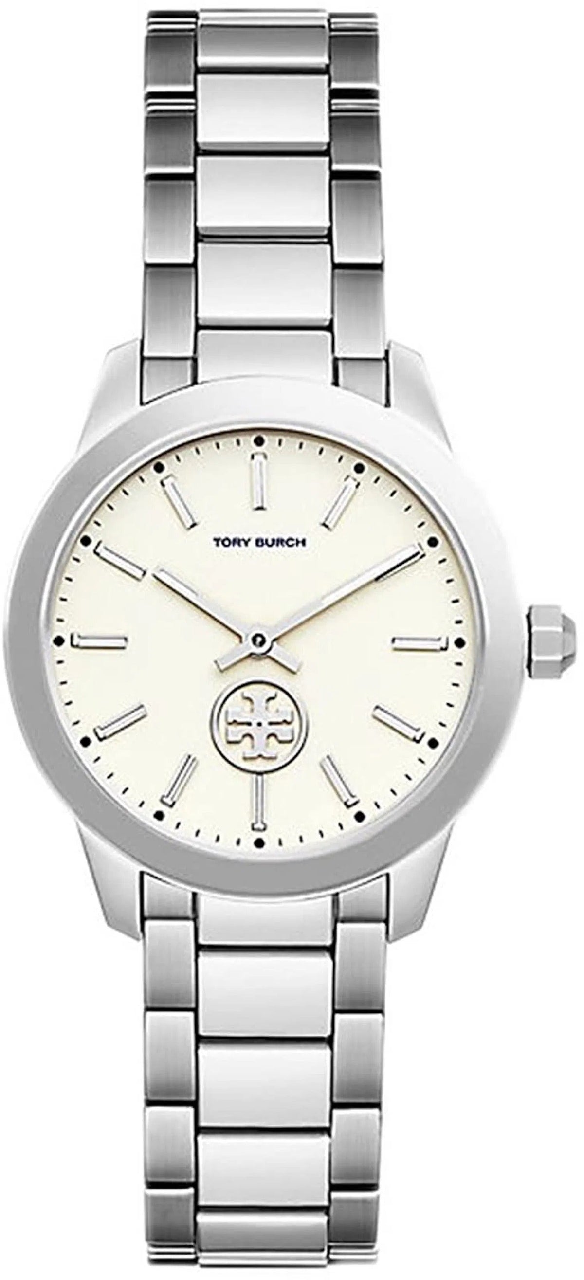Tory Burch Collins White Dial Silver Steel Strap Watch for Women - TBW1301