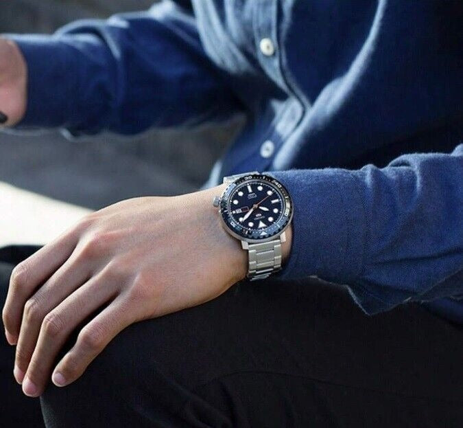 Seiko 5 Sports Automatic Blue Dial Silver Steel Strap Watch for Men - SRPC63J1