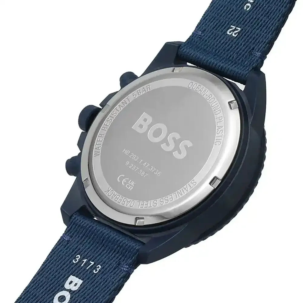 Hugo Boss Admiral Chronograph Blue Dial Blue Nylon Strap Watch for Men - 1513919