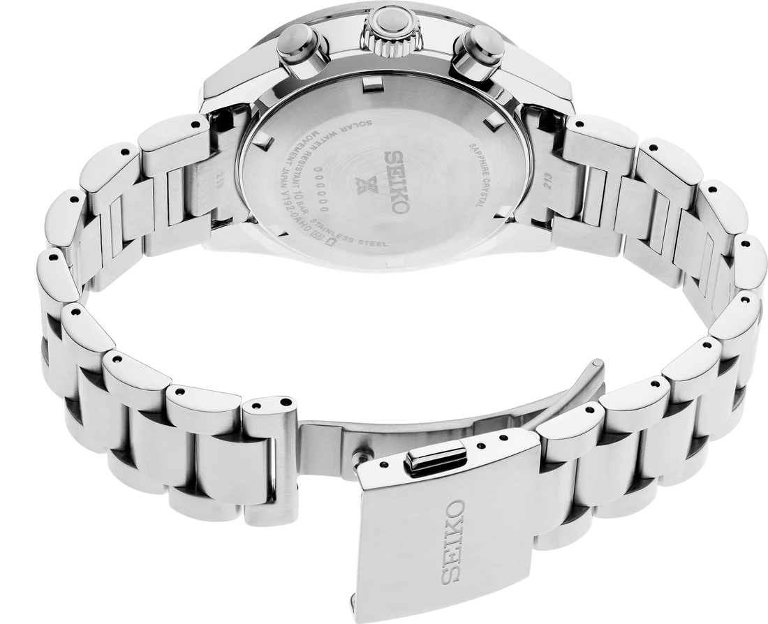 Seiko Prospex Speedtimer Solar Chronograph Blue Dial Silver Steel Strap Watch for Men - SSC913