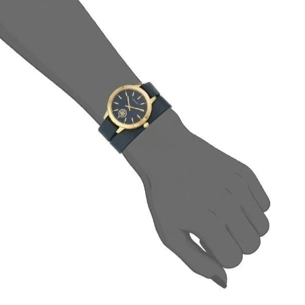 Tory Burch Collins Quartz Blue Dial Blue Leather Strap Watch for Women - TBW1203