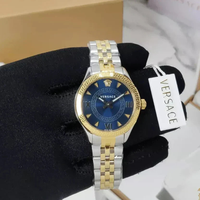 Versace Hellenyium Quartz Blue Dial Two Tone Steel Strap Watch for Women - VE2S00522