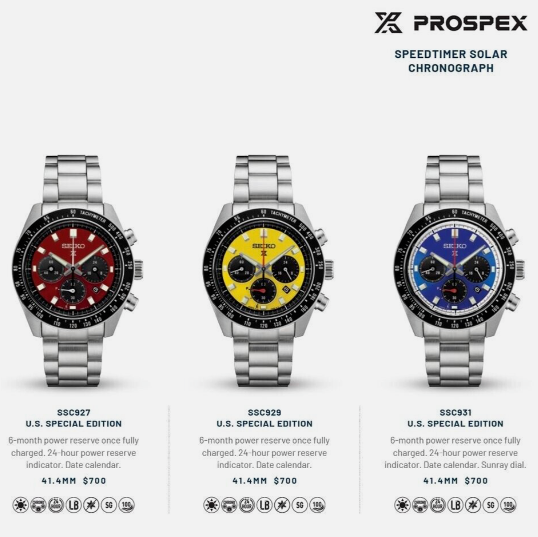 Seiko Prospex Speedtimer Solar Chronograph Yellow Dial Silver Steel Strap Watch for Men - SSC929