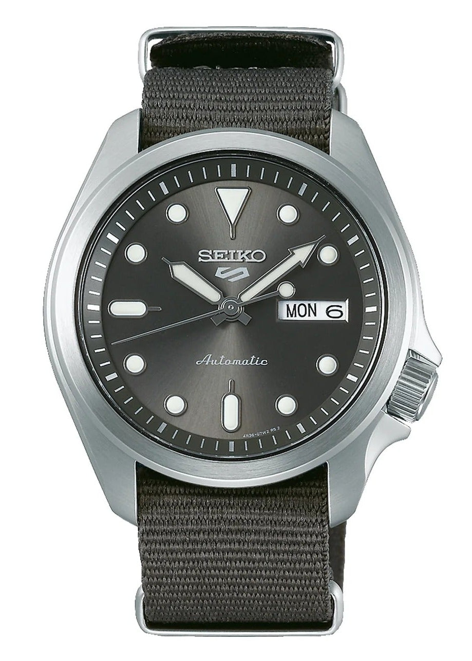 Seiko 5 Sports Automatic Grey Dial Grey Nylon Strap Watch for Men - SRPE61K1