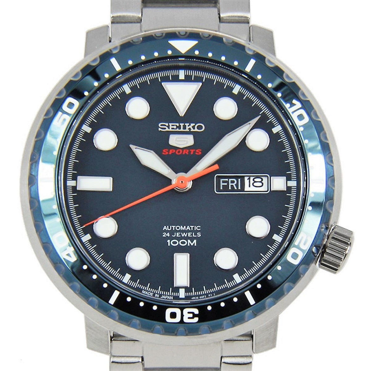 Seiko 5 Sports Automatic Blue Dial Silver Steel Strap Watch for Men - SRPC63J1