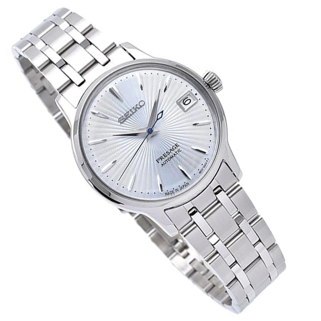 Seiko Presage Cocktail Time Automatic Ice Blue Dial Silver Steel Strap Watch for Men - SRPE19J1