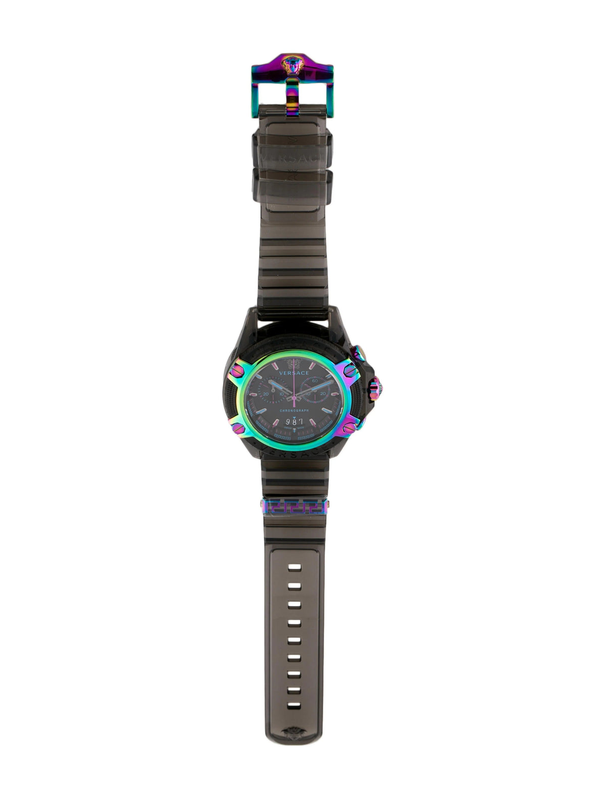 Versace Icon Active Chronograph Black Dial Grey Silicone Strap Watch for Men - VEZ701022