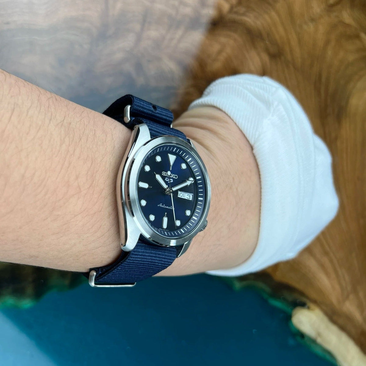 Seiko 5 Sports Automatic Blue Dial Blue Nylon Strap Watch for Men - SRPE63K1