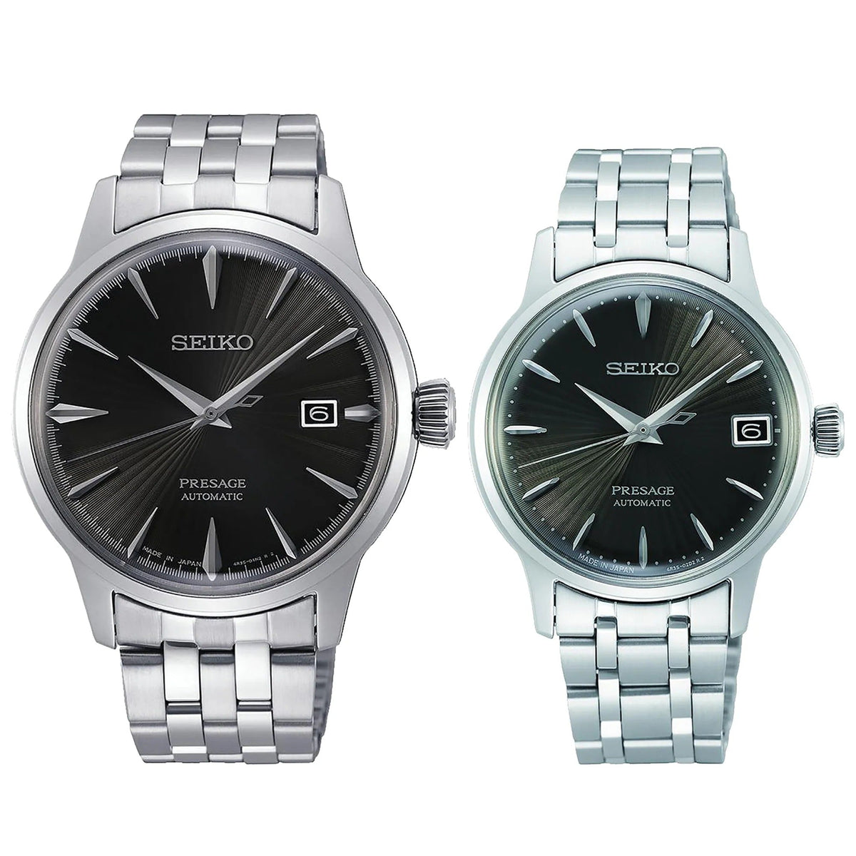 Seiko Presage Cocktail Time Automatic Black Dial Silver Steel Strap Watch for Men - SRPE17J1