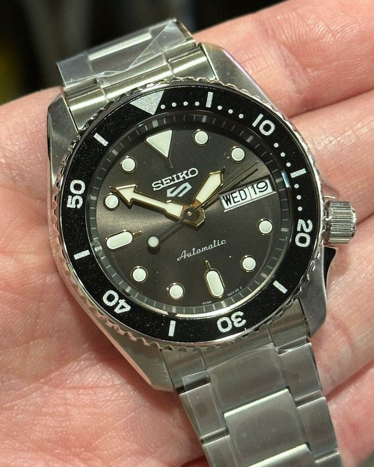 Seiko 5 Sports SKX Street Stonewash Black Dial Silver Steel Strap Watch for Men - SRPL79K1