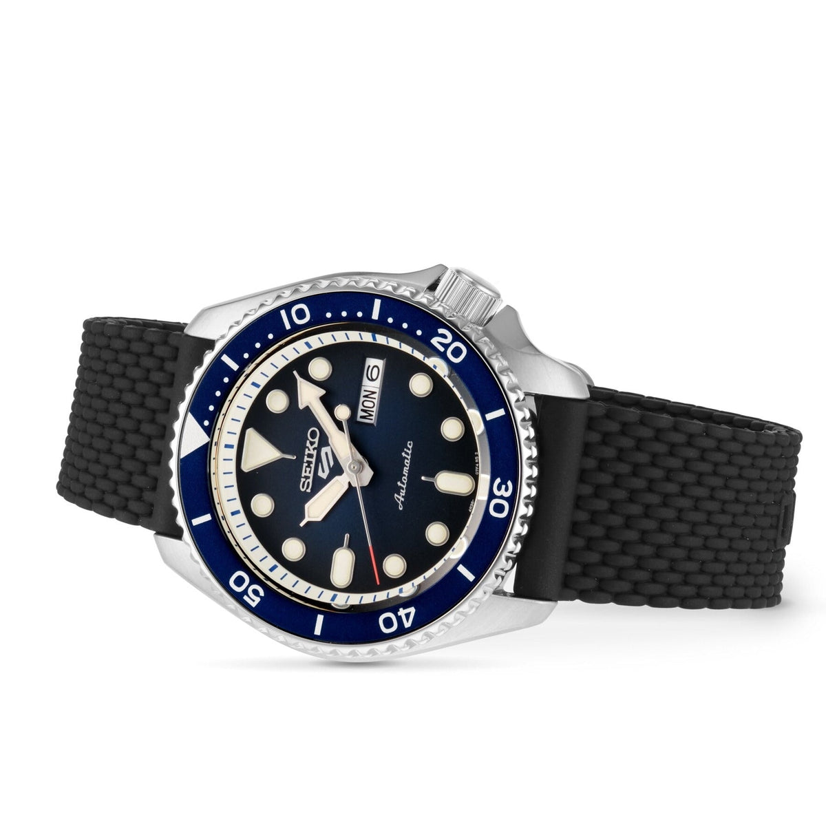 Seiko 5 Sports SKX Automatic Blue Dial Blue Silicone Strap Watch for Men - SRPD71K2