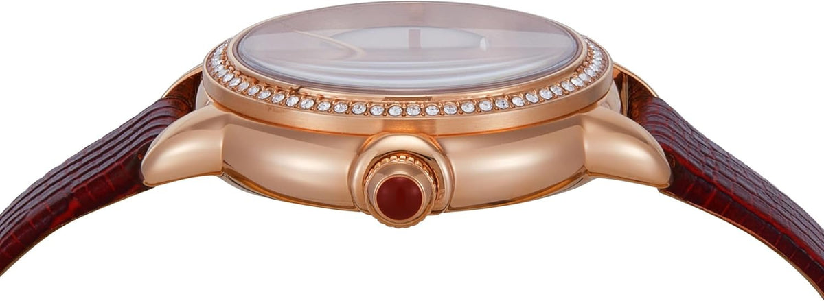 Emporio Armani Mia Mother of Pearl Dial Red Leather Strap Watch for Women - AR11646