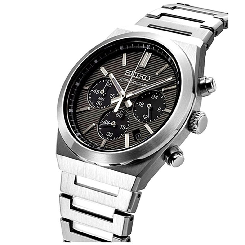 Seiko Conceptual Chronograph Grey Dial Silver Steel Strap Watch for Men - SSB455P1