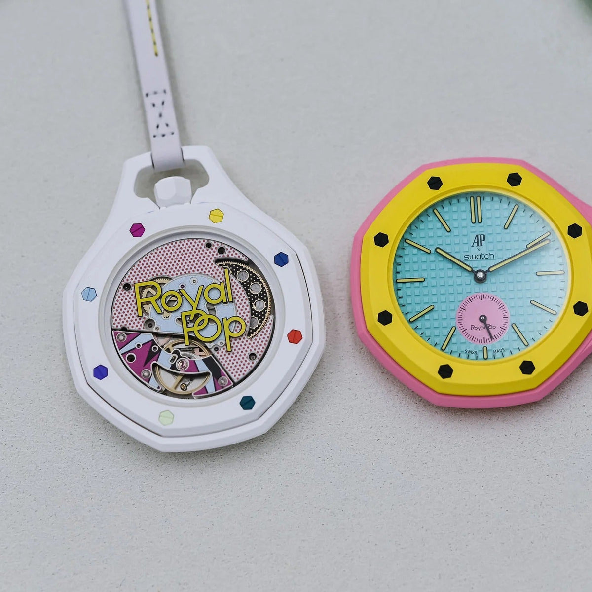 Swatch x AP Royal Pop White Dial Lanyard Watch for Men - Huit Blanc