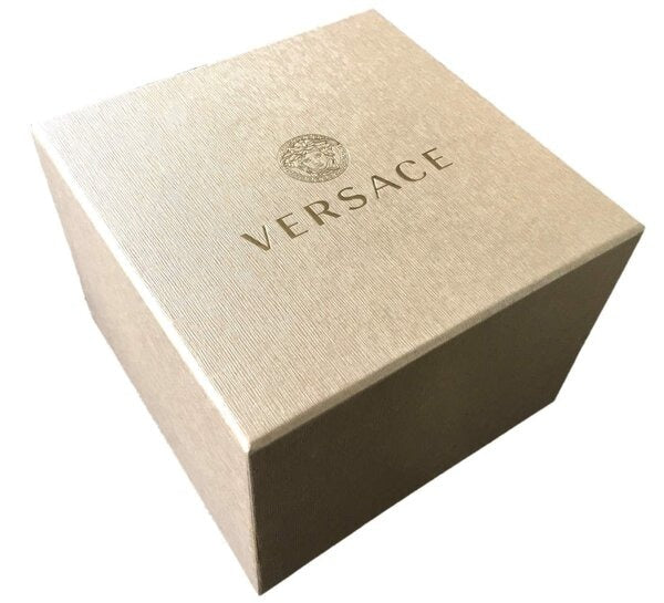 Versace Greca Logo Quartz Black Dial Gold Steel Strap Watch for Men - VE8G00624