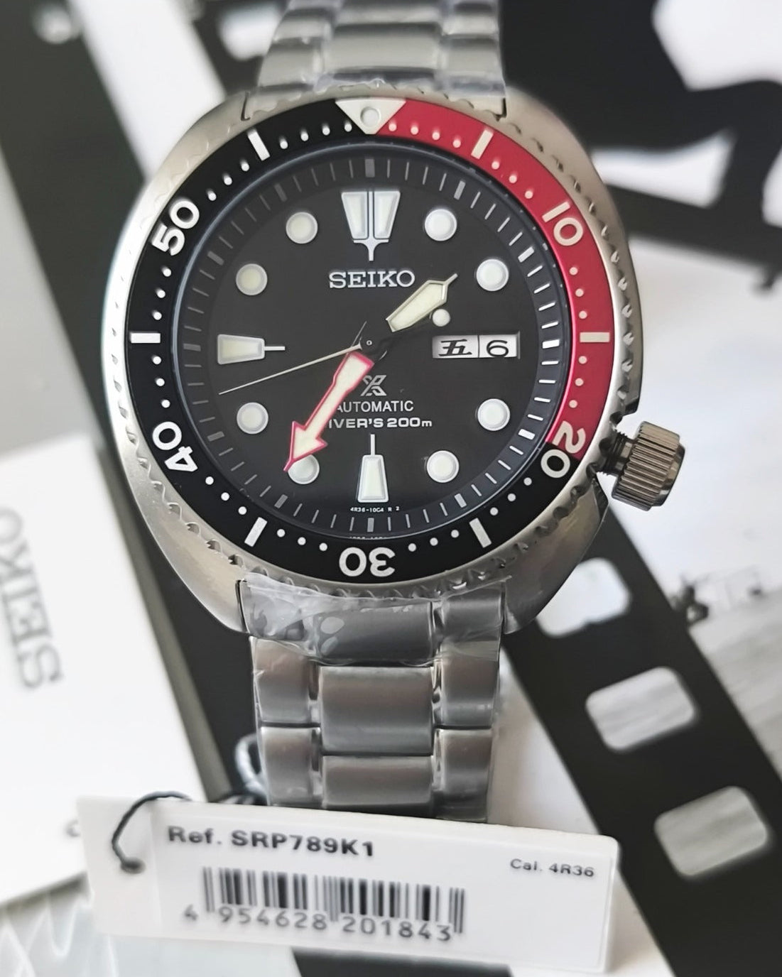 Seiko Prospex Sea Turtle Automatic Black Dial Silver Steel Strap Watch for Men - SRP789K1