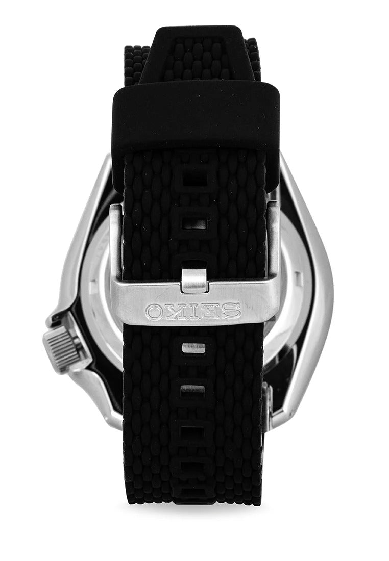 Seiko 5 Sports SKX Automatic Black Dial Black Silicone Strap Watch for Men - SRPD73K2