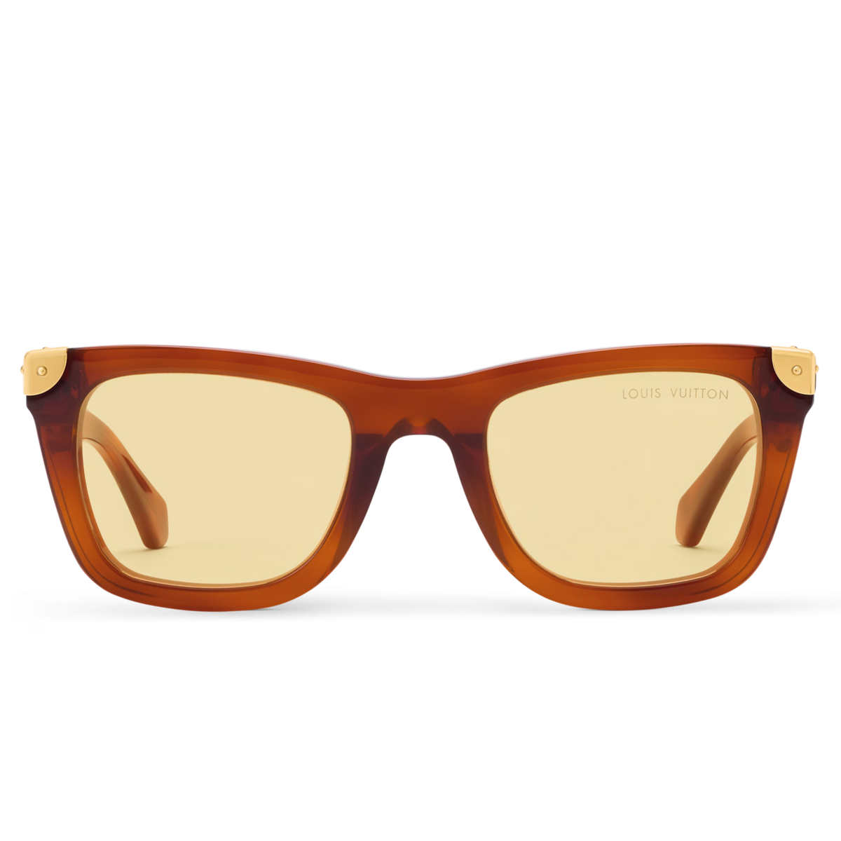 Louis Vuitton Men Square Frame Light Tortoise Sunglasses