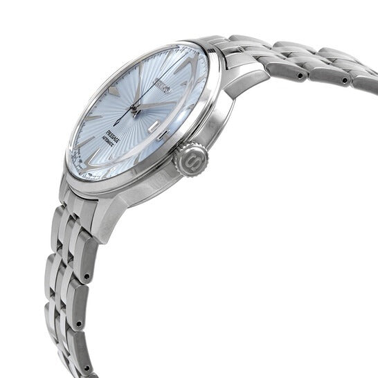 Seiko Presage Cocktail Time Automatic Ice Blue Dial Silver Steel Strap Watch for Men - SRPE19J1