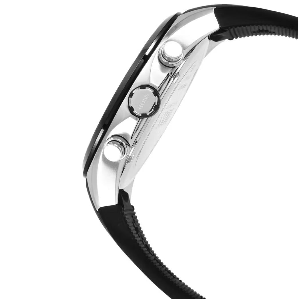 Hugo Boss Runner Chronograph Black Dial Black Silicone Strap Watch for Men - 1514141