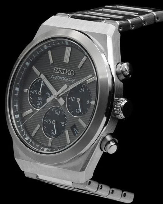 Seiko Conceptual Chronograph Grey Dial Silver Steel Strap Watch for Men - SSB455P1