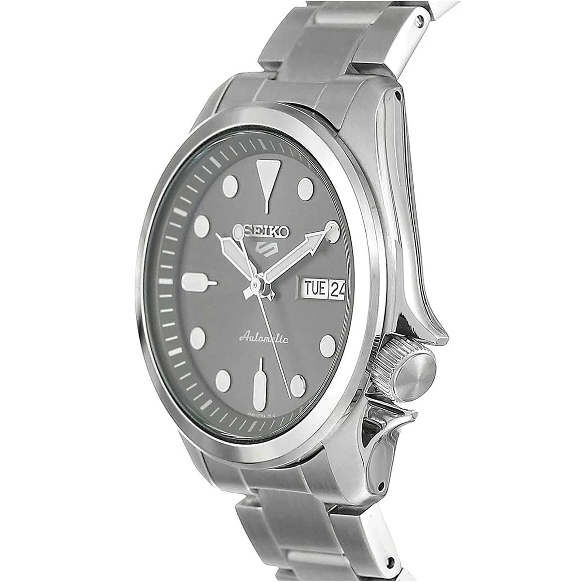 Seiko 5 Sports Automatic Grey Dial Silver Steel Strap Watch for Men - SRPE51K1