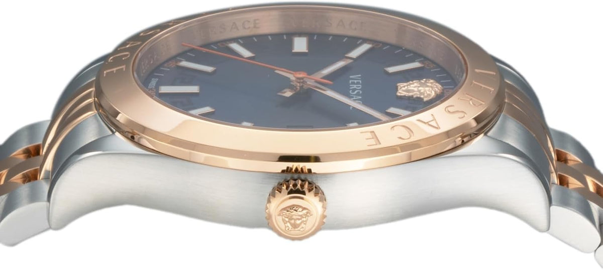 Versace Hellenyium Blue Dial Two Tone Steel Strap Watch for Men - VEVK01424