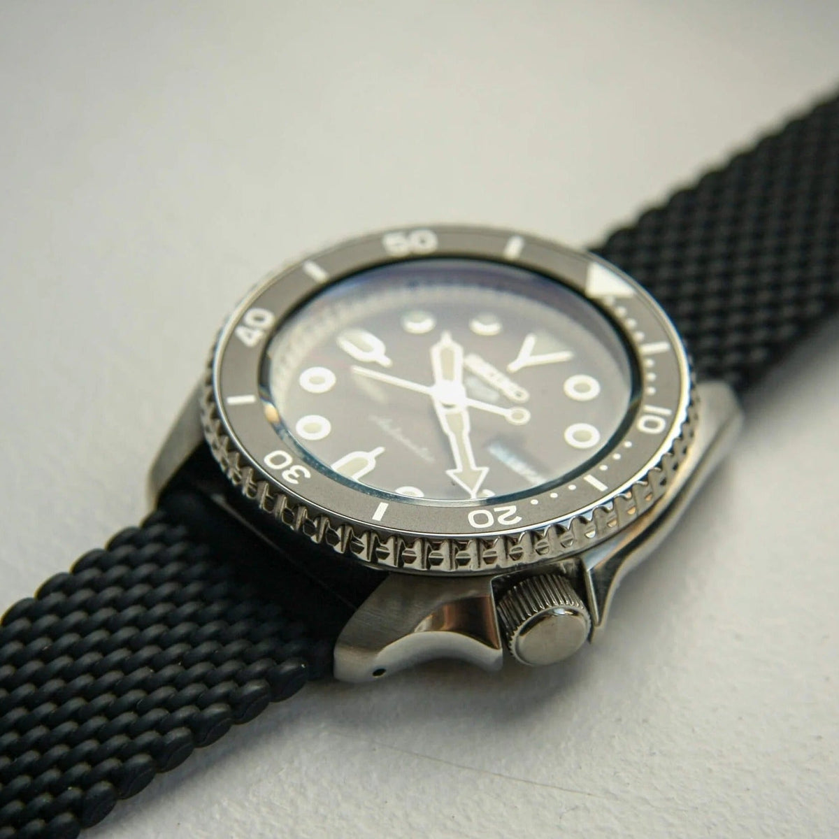 Seiko 5 Sports SKX Automatic Black Dial Black Silicone Strap Watch for Men - SRPD73K2