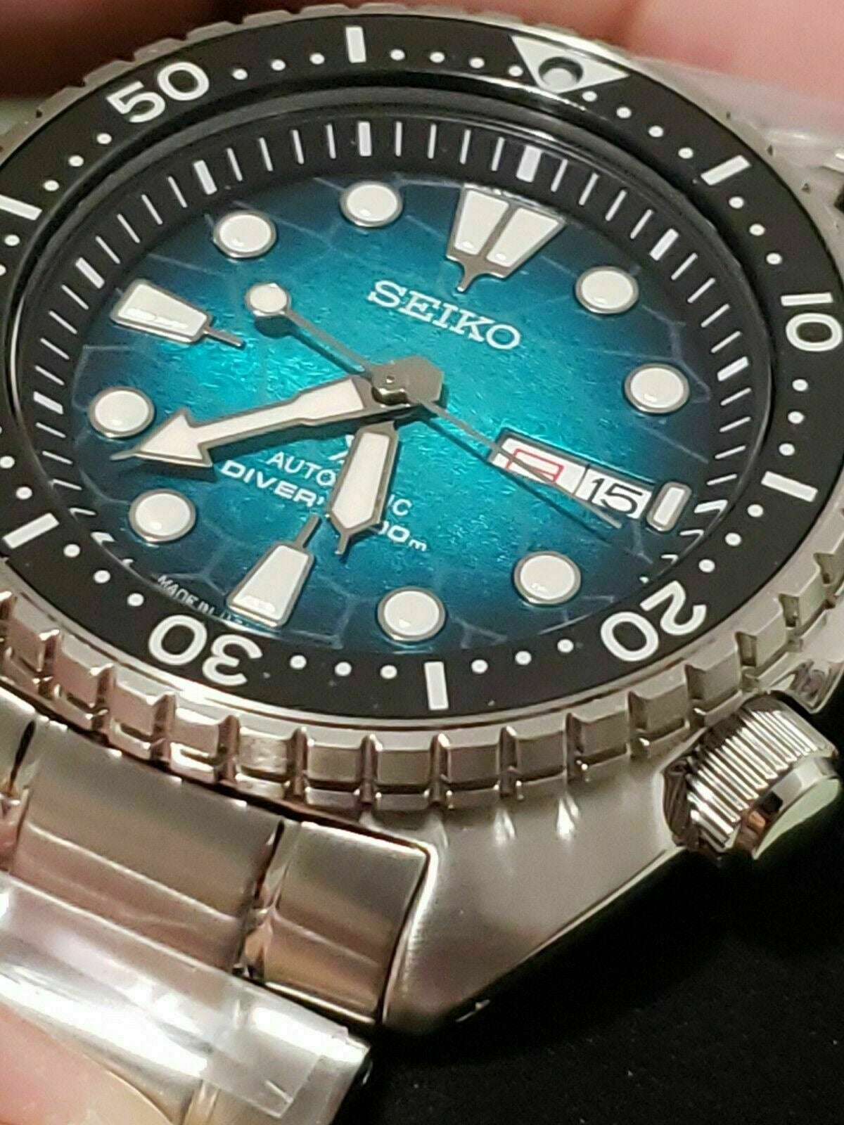 Seiko US Special Edition Automatic Green Dial Silver Steel Strap Watch for Men - SRPH57