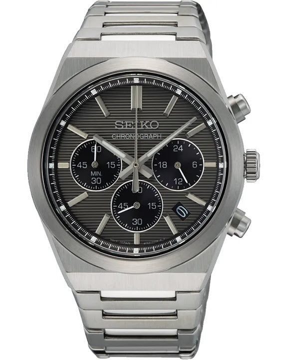 Seiko Conceptual Chronograph Grey Dial Silver Steel Strap Watch for Men - SSB455P1