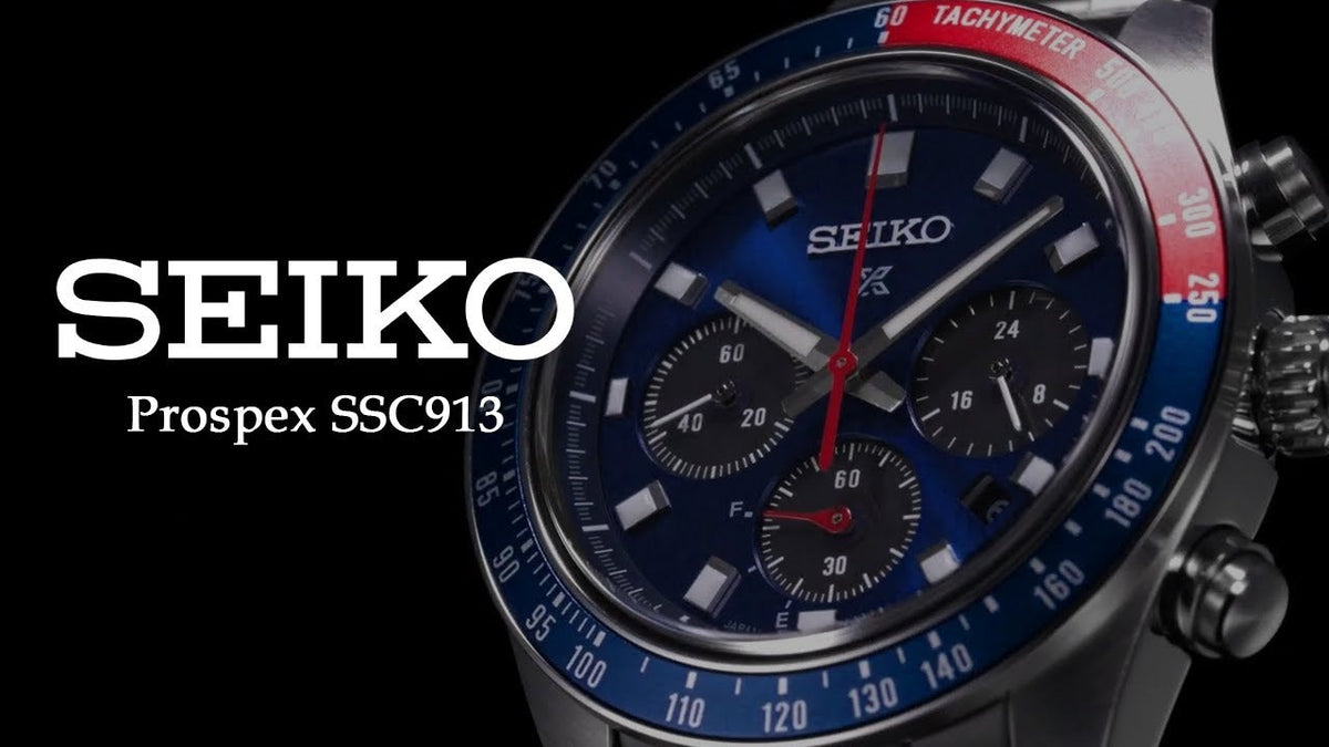 Seiko Prospex Speedtimer Solar Chronograph Blue Dial Silver Steel Strap Watch for Men - SSC913