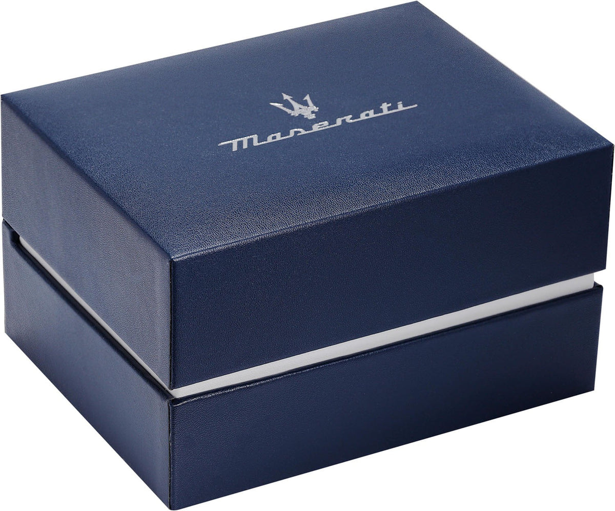 Maserati Stile Skeleton Chronograph Blue Dial Grey Steel Strap Watch for Men - R8873642012