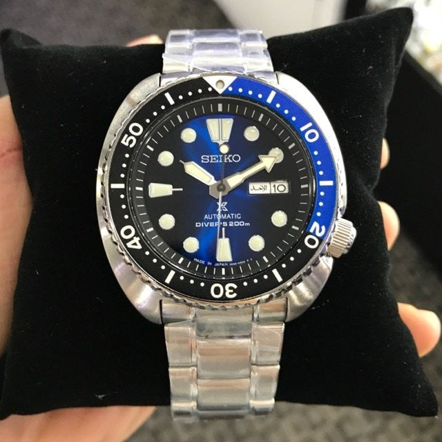 Seiko Prospex Deep Blue Batman Turtle Diver's Automatic Blue Dial Silver Steel Strap Watch for Men - SRPC25J1