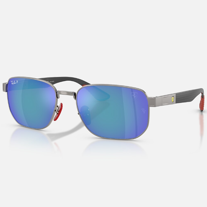 Ray Ban Women Irregular Frame Polished Shiny Gunmetal Sunglasses
