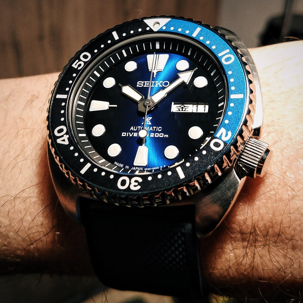 Seiko Prospex Deep Blue Batman Turtle Diver's Automatic Blue Dial Silver Steel Strap Watch for Men - SRPC25J1