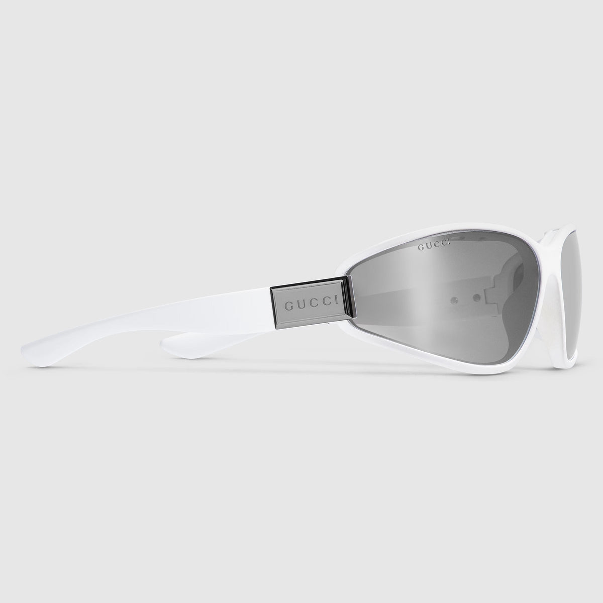 Gucci Men Rectangular Matte White Sunglasses
