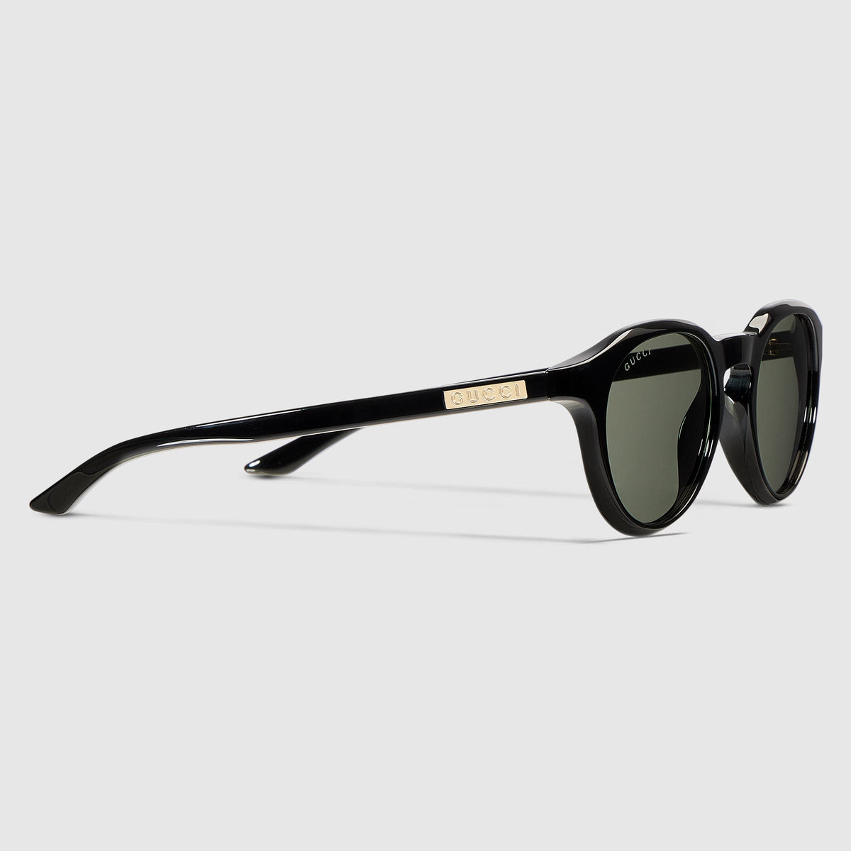 Gucci Men Round Frame Deep Black Sunglasses