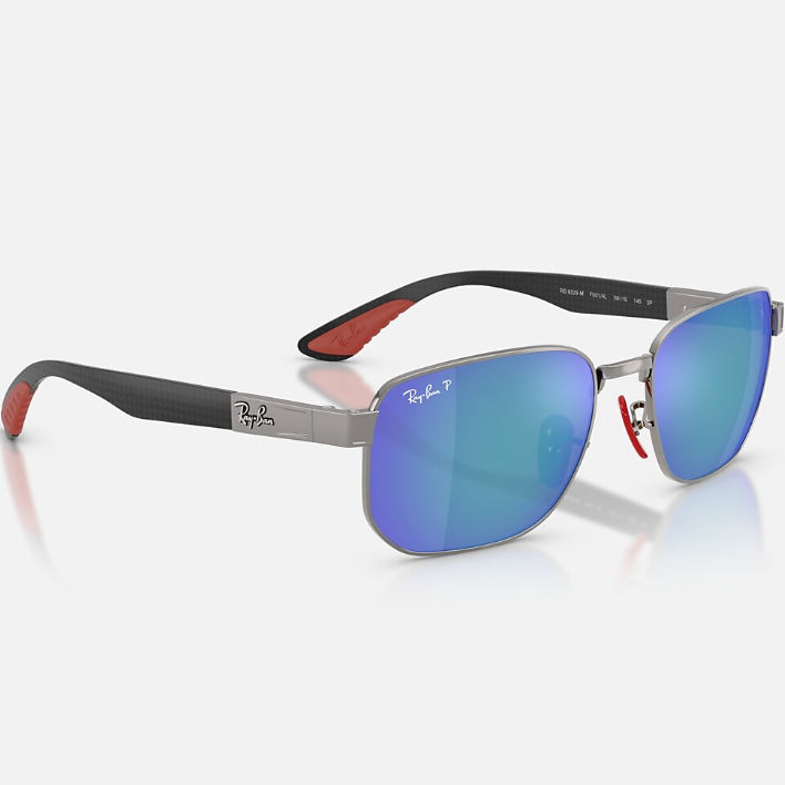 Ray Ban Women Irregular Frame Polished Shiny Gunmetal Sunglasses