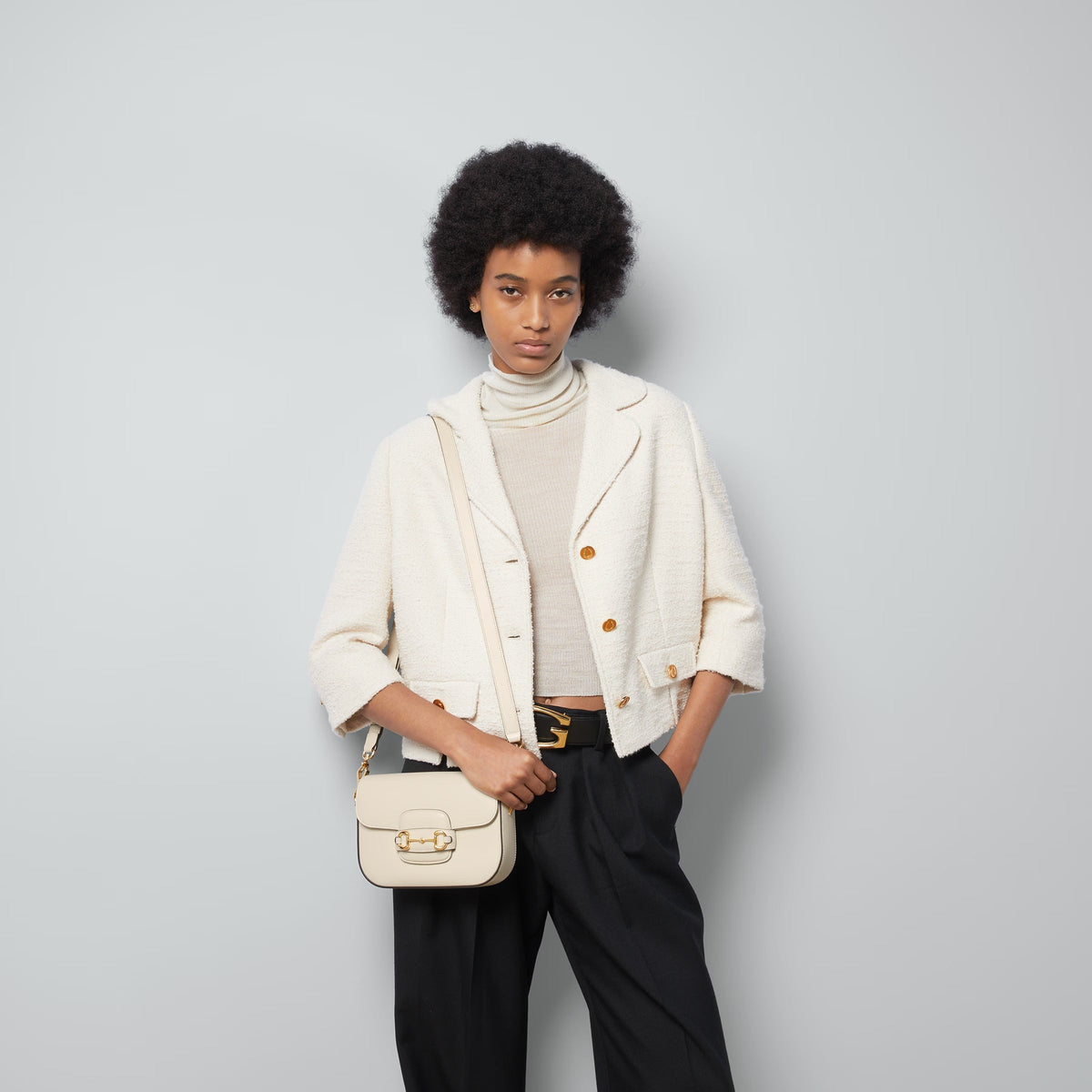 Gucci Horsebit Small Shoulder Bag - White