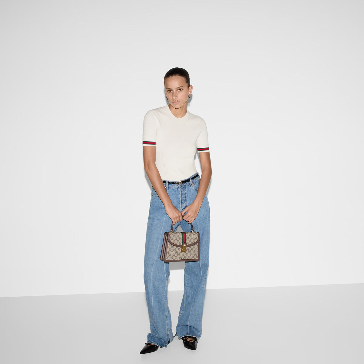 Gucci Ophidia Mini Top Handle Bag - Beige