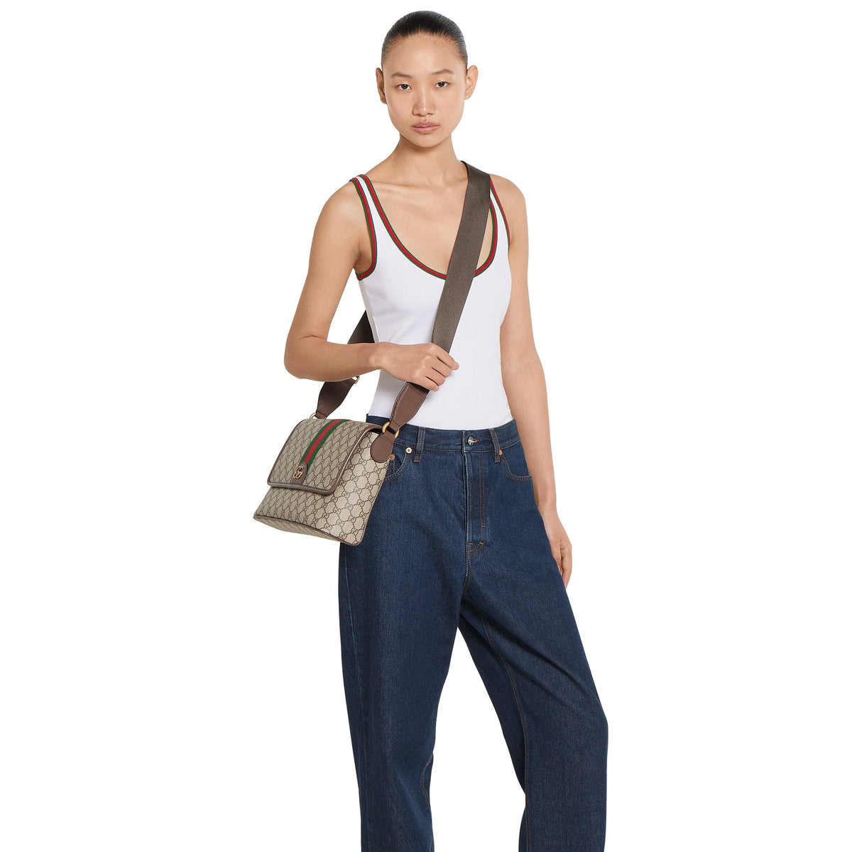 Gucci Ophidia Medium Messenger Bag – Beige