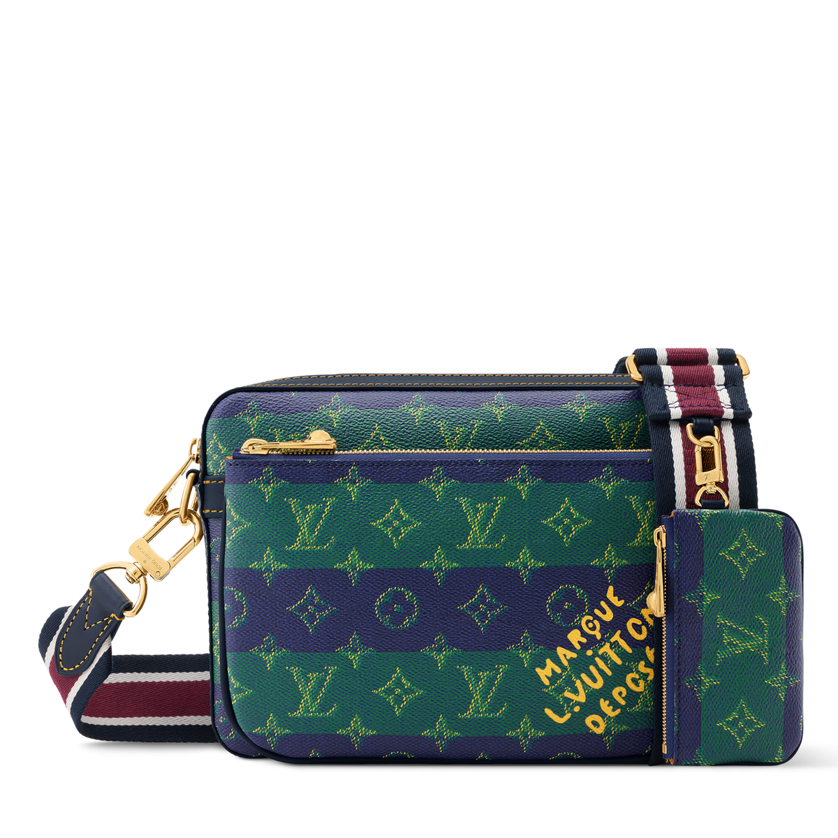 Louis Vuitton Monogram Heritage Canvas Trio Messenger Bag – Blue Stripes