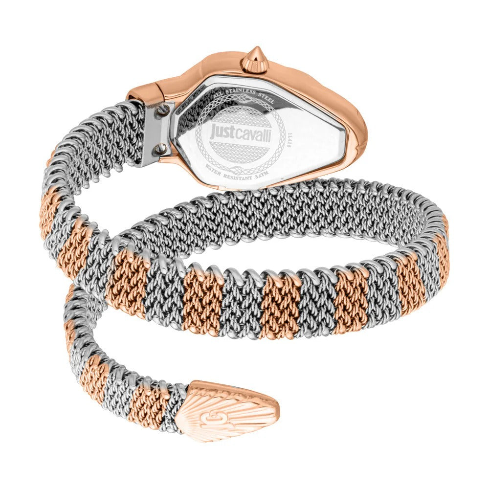 Just Cavalli Fiamma Silver Dial Two Tone Steel Strap Watch for Women - JC1L426M0065