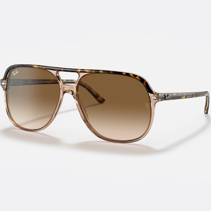 Ray Ban Women Square Frame Polished Transparent Brown Sunglasses