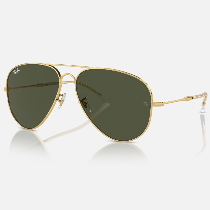 Ray Ban Men Pilot Frame Shiny Dusty Gold Sunglasses